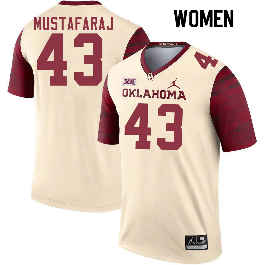 Women #43 Redi Mustafaraj Oklahoma Sooners College Football Jerseys Stitched-Cream